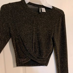 H&M divided XS golden sparkle crop top